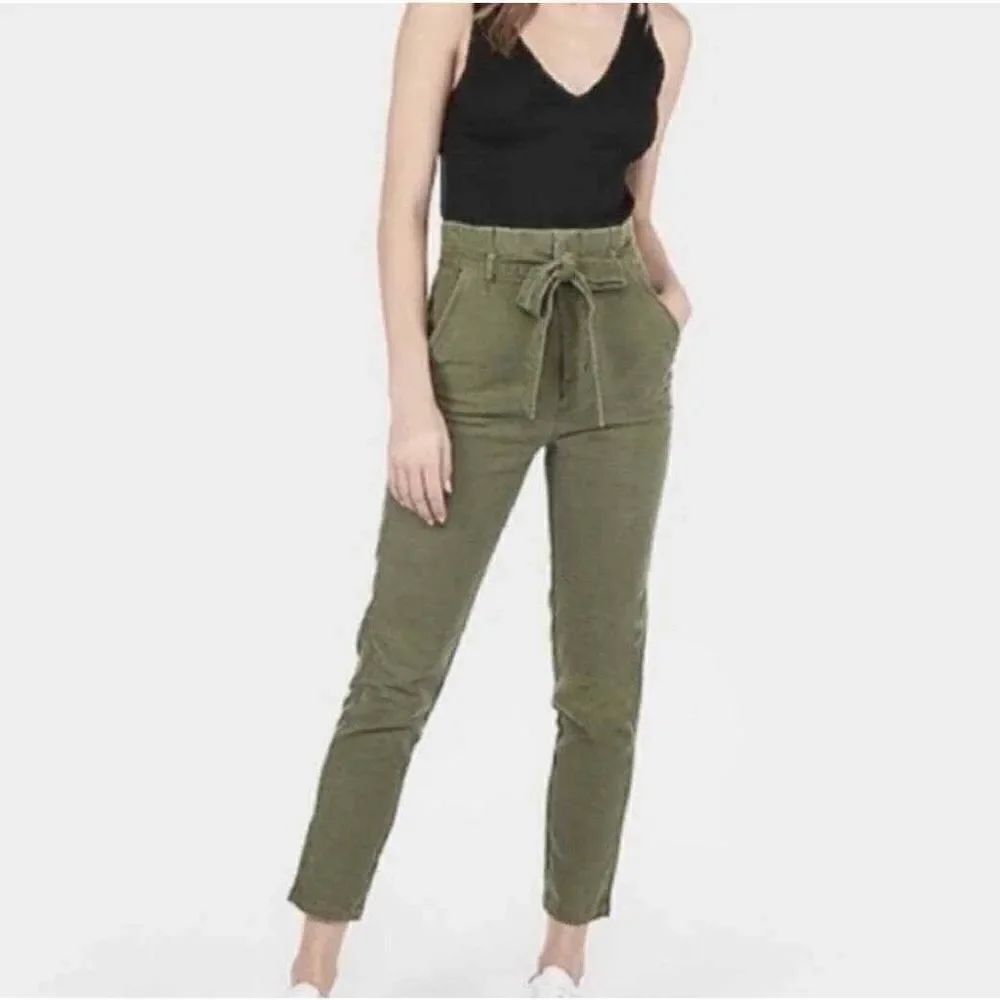 ✨Express Extreme High Rise Stretch Green Paperbag Cargo Trouser Pants✨